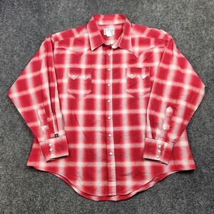 Rockmount Ranch Wear Western Shirt Mens 2XL Red Plaid Pearl Snap Long Sleeve